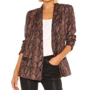 PAIGE Karissa Snake Print Blazer Brown Black Double-Breasted Size L